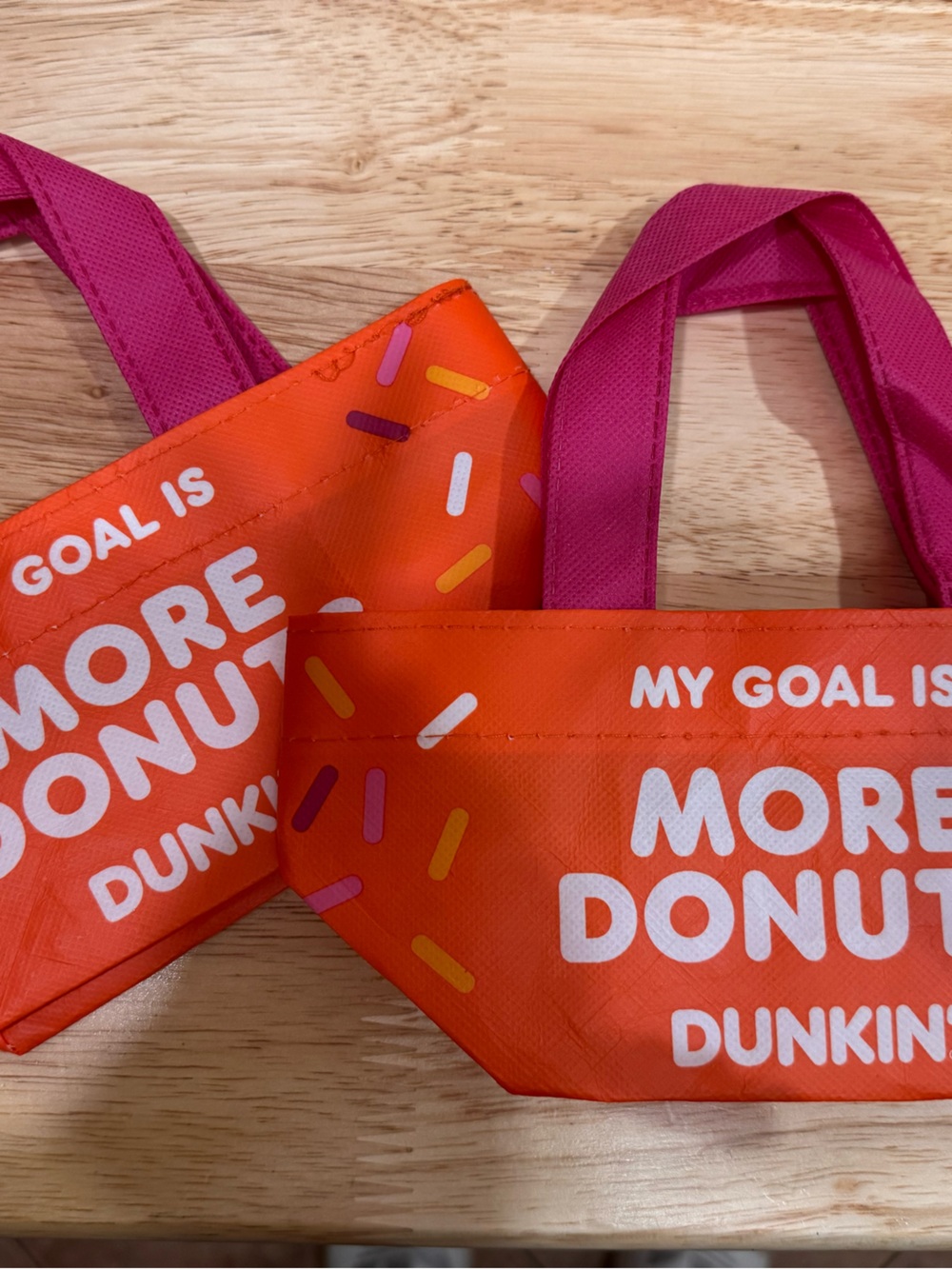 Mini Dunkin' Orange & Pink Reusable Tote Bag - 'More Donuts'